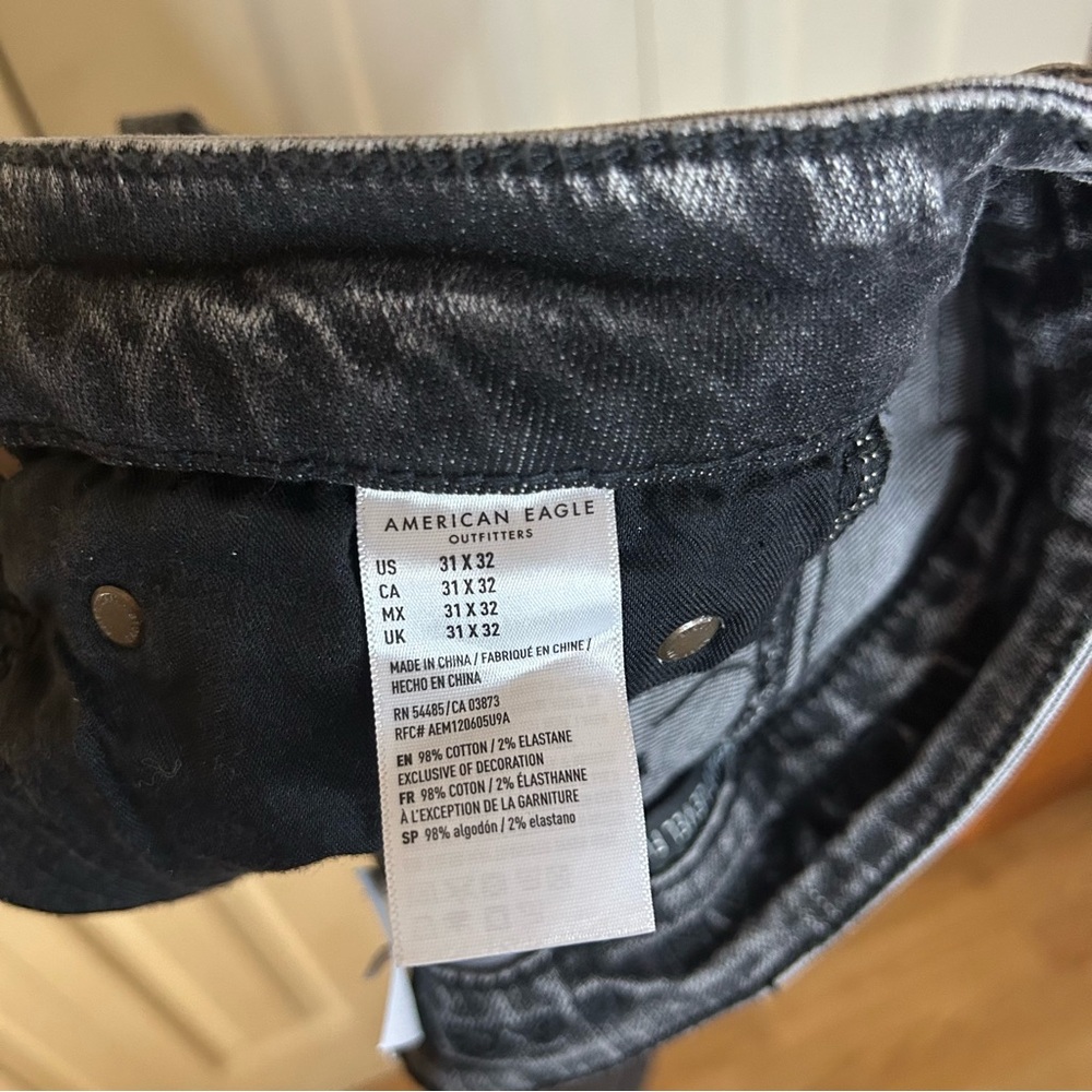American Eagle Outfitters Black and Gray Skinny Jeans with Distressed Finish - Picture 7 of 9